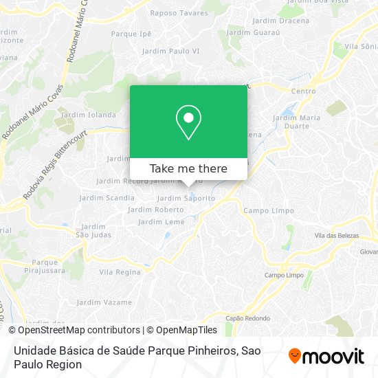 Mapa Unidade Básica de Saúde Parque Pinheiros