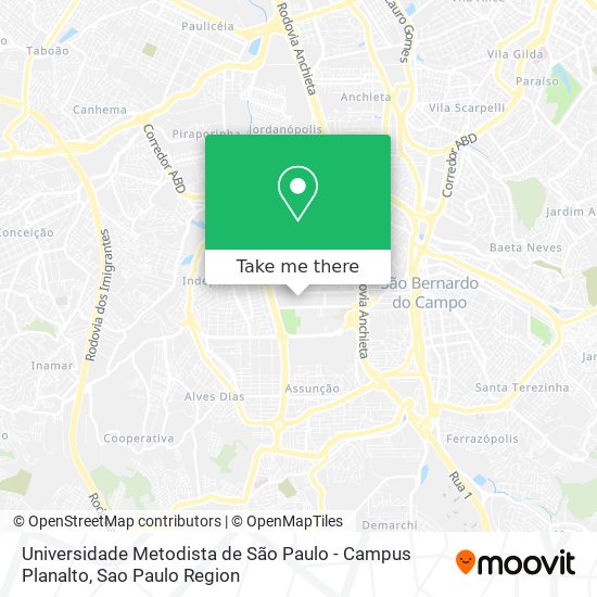 Universidade Metodista de São Paulo - Campus Planalto map