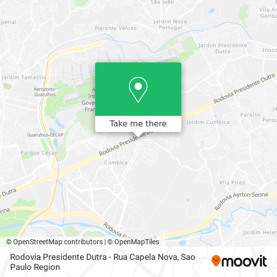 Rodovia Presidente Dutra - Rua Capela Nova map