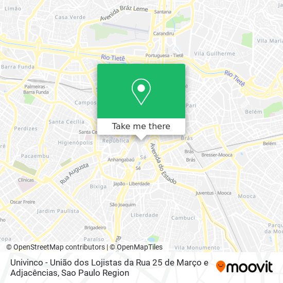 Mapa Univinco - União dos Lojistas da Rua 25 de Março e Adjacências