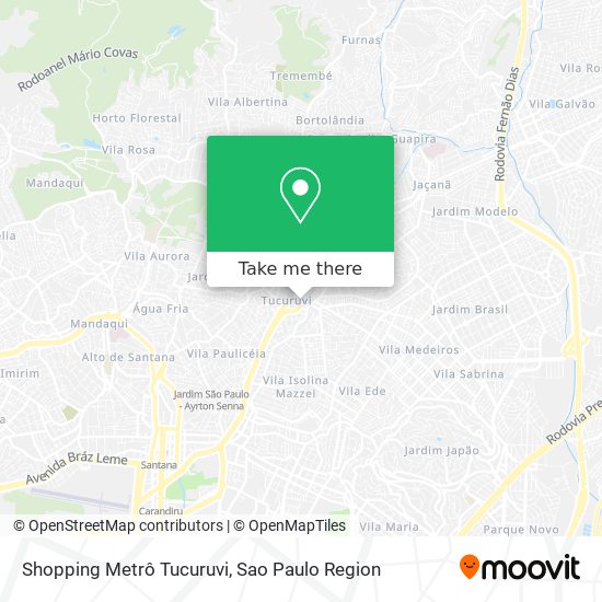 Mapa Shopping Metrô Tucuruvi