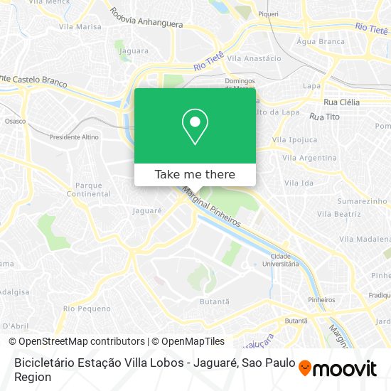 Mapa Bicicletário Estação Villa Lobos - Jaguaré