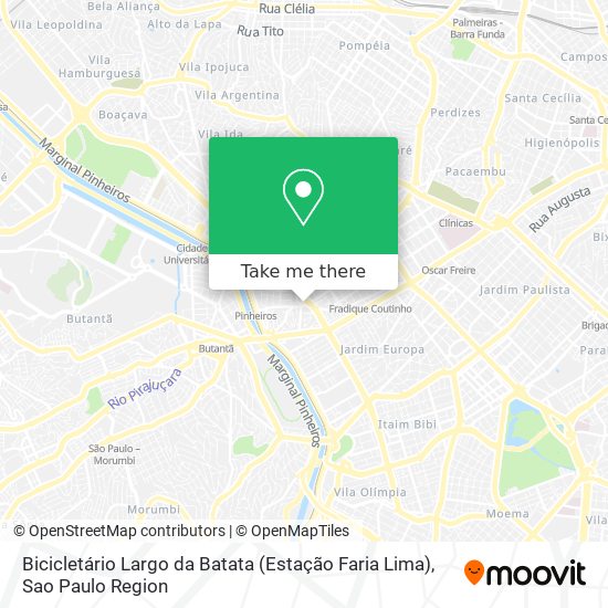 Mapa Bicicletário Largo da Batata (Estação Faria Lima)