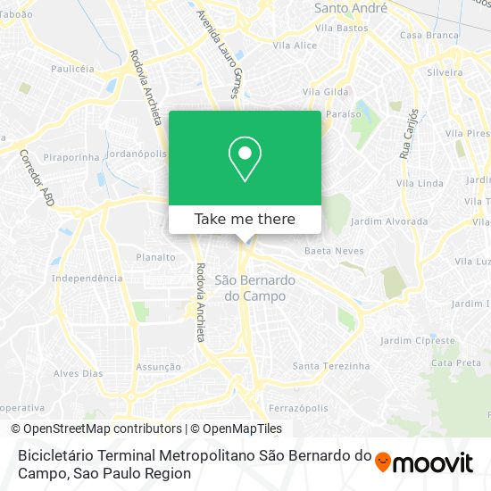 Mapa Bicicletário Terminal Metropolitano São Bernardo do Campo