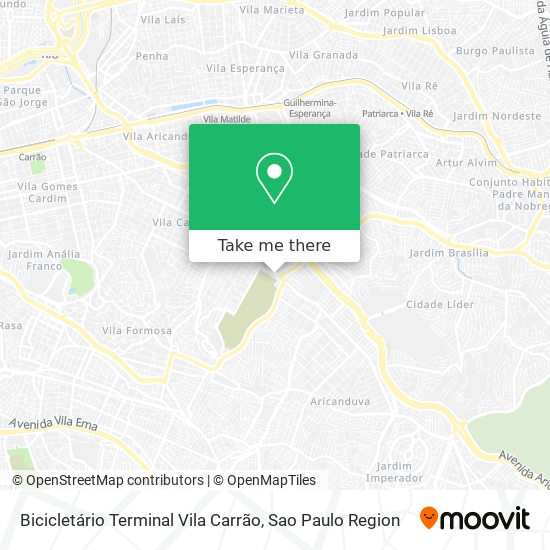 Bicicletário Terminal Vila Carrão map