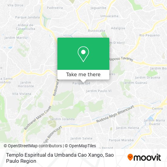 Templo Espiritual da Umbanda Cao Xango map