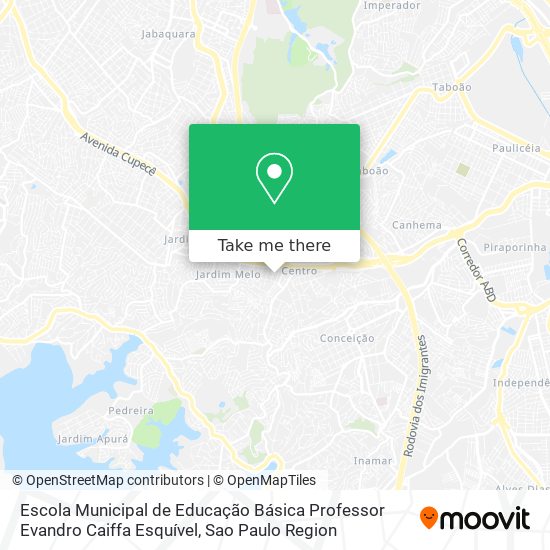 Mapa Escola Municipal de Educação Básica Professor Evandro Caiffa Esquível