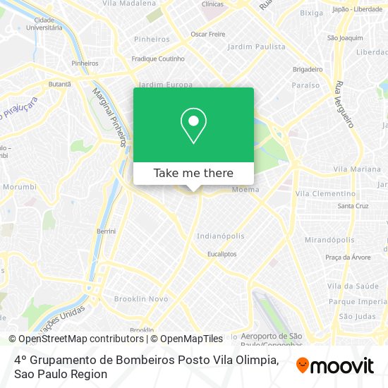 Mapa 4º Grupamento de Bombeiros Posto Vila Olimpia