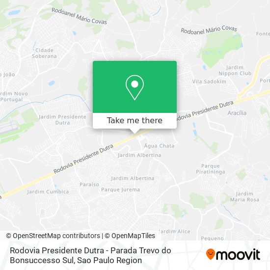 Mapa Rodovia Presidente Dutra - Parada Trevo do Bonsuccesso Sul