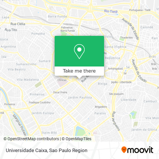 Universidade Caixa map