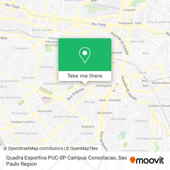 Mapa Quadra Esportiva PUC-SP Campus Consolacao