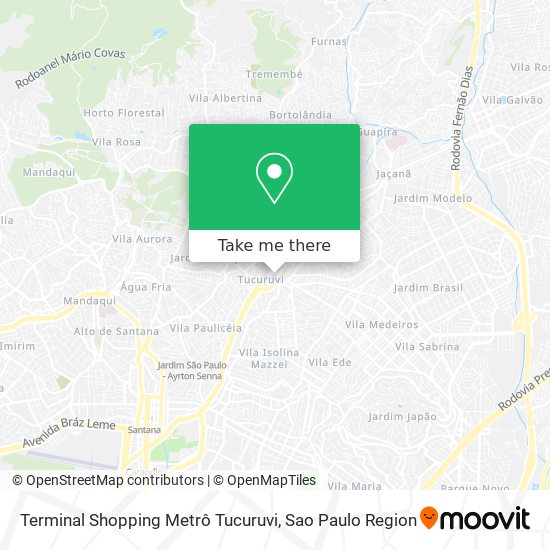 Mapa Terminal Shopping Metrô Tucuruvi