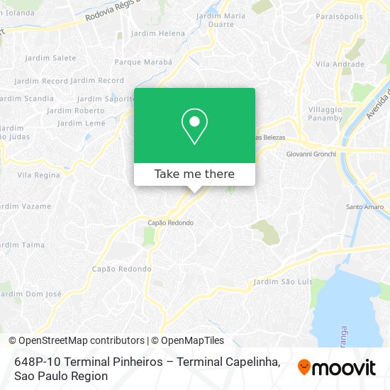 Mapa 648P-10 Terminal Pinheiros – Terminal Capelinha