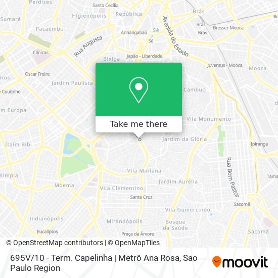 695V / 10 - Term. Capelinha | Metrô Ana Rosa map