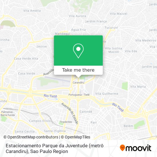 Mapa Estacionamento Parque da Juventude (metrô Carandiru)