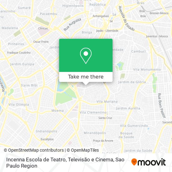 Mapa Incenna Escola de Teatro, Televisão e Cinema