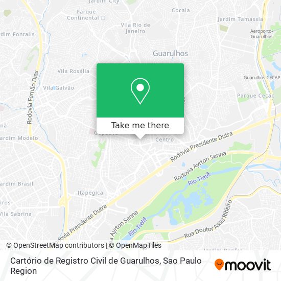 Mapa Cartório de Registro Civil de Guarulhos
