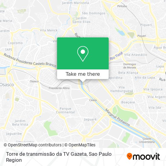 Torre de transmissão da TV Gazeta map