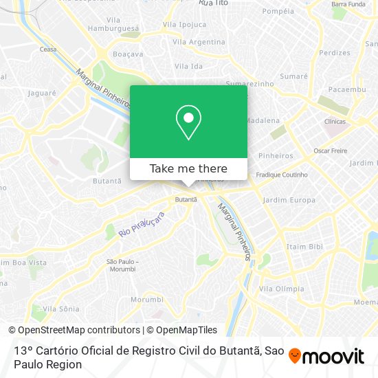 13º Cartório Oficial de Registro Civil do Butantã map