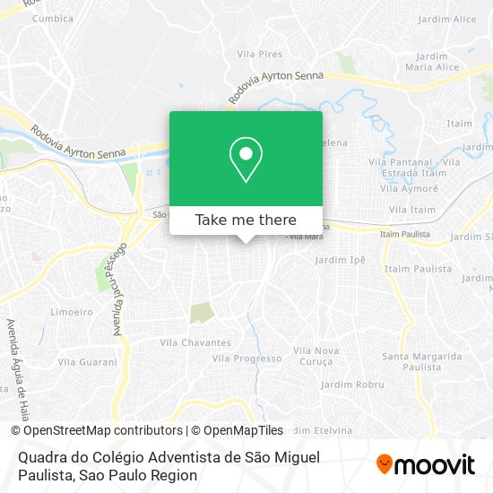 Mapa Quadra do Colégio Adventista de São Miguel Paulista