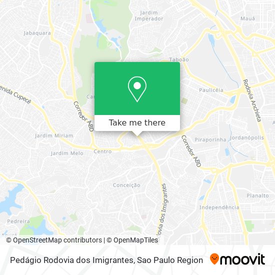 Pedágio Rodovia dos Imigrantes map