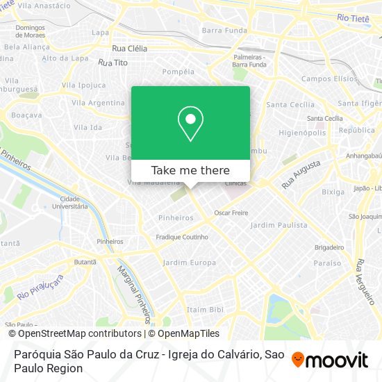 Mapa Paróquia São Paulo da Cruz - Igreja do Calvário