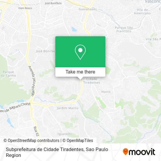 Subprefeitura de Cidade Tiradentes map