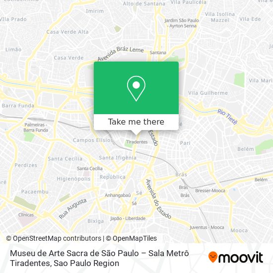 Mapa Museu de Arte Sacra de São Paulo – Sala Metrô Tiradentes