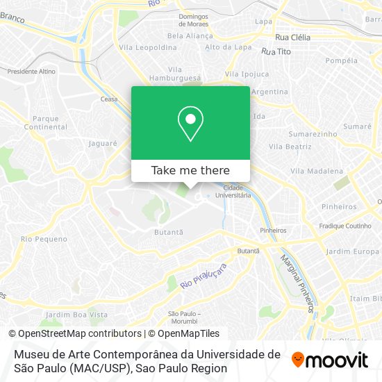 Mapa Museu de Arte Contemporânea da Universidade de São Paulo (MAC / USP)