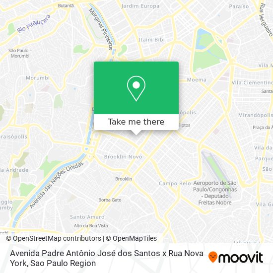 Avenida Padre Antônio José dos Santos x Rua Nova York map