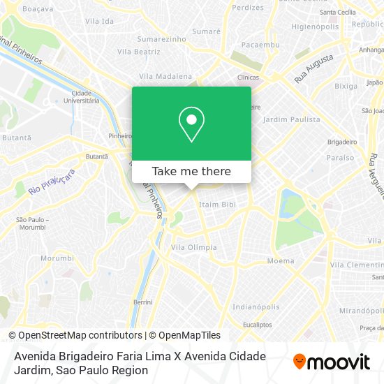 Mapa Avenida Brigadeiro Faria Lima X Avenida Cidade Jardim