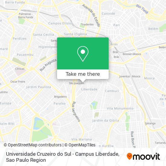 Mapa Universidade Cruzeiro do Sul - Campus Liberdade