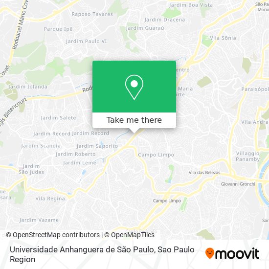 Mapa Universidade Anhanguera de São Paulo