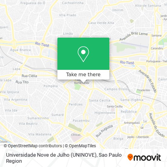 Mapa Universidade Nove de Julho (UNINOVE)