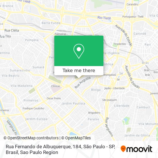 Mapa Rua Fernando de Albuquerque, 184, São Paulo - SP, Brasil