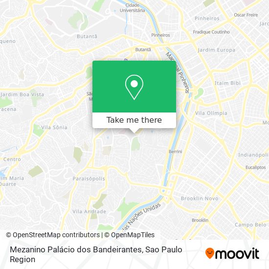 Mapa Mezanino Palácio dos Bandeirantes