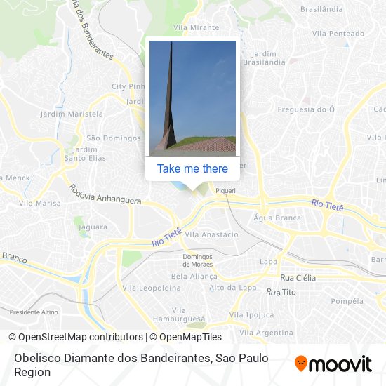 Mapa Obelisco Diamante dos Bandeirantes