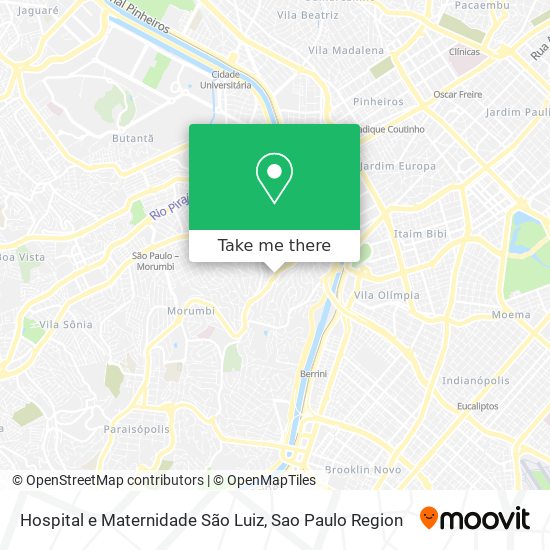 Mapa Hospital e Maternidade São Luiz