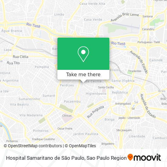 Mapa Hospital Samaritano de São Paulo