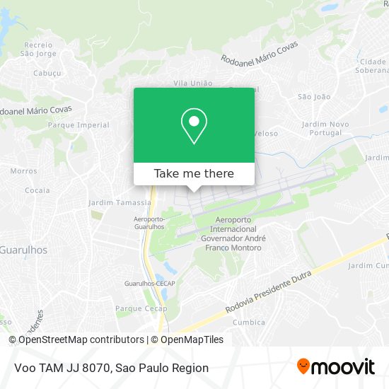 Voo TAM JJ 8070 map