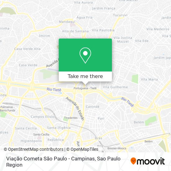 Viação Cometa São Paulo - Campinas map