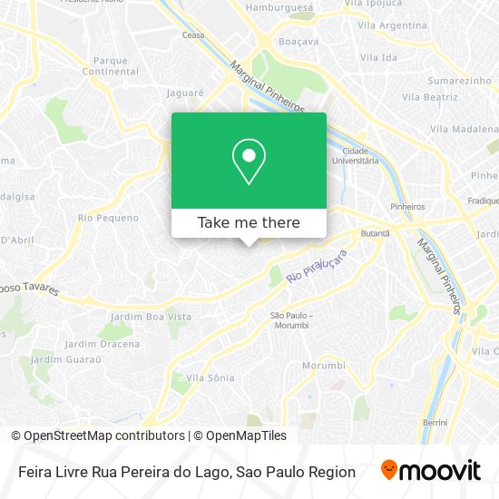 Mapa Feira Livre Rua Pereira do Lago