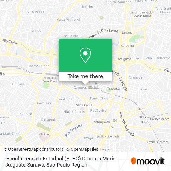 Mapa Escola Técnica Estadual (ETEC) Doutora Maria Augusta Saraiva