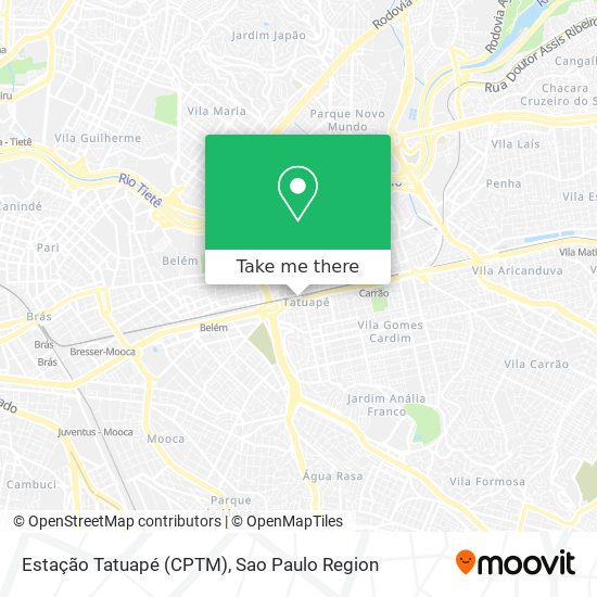 Mapa Estação Tatuapé (CPTM)
