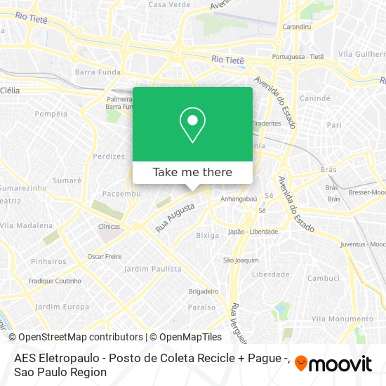 Mapa AES Eletropaulo - Posto de Coleta Recicle + Pague -