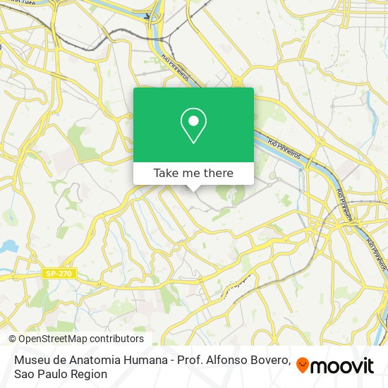 Mapa Museu de Anatomia Humana - Prof. Alfonso Bovero