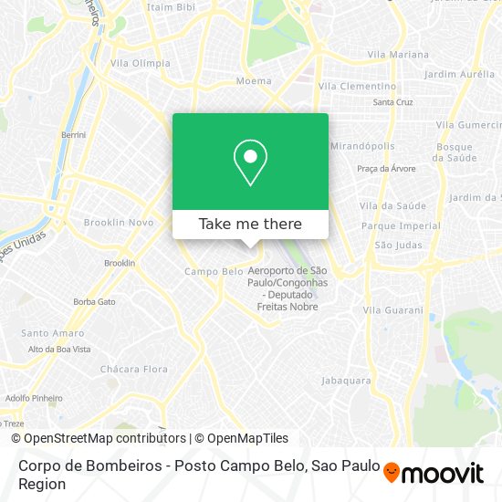 Mapa Corpo de Bombeiros - Posto Campo Belo