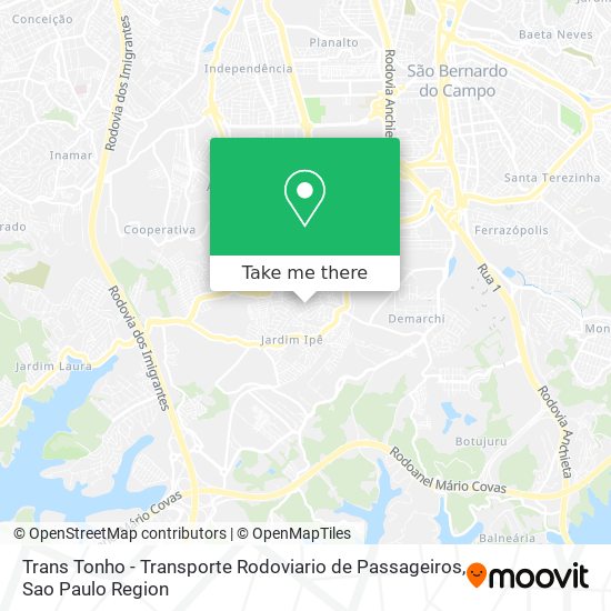 Trans Tonho - Transporte Rodoviario de Passageiros map