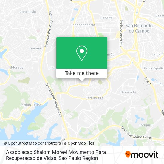 Mapa Associacao Shalom Morevi Movimento Para Recuperacao de Vidas