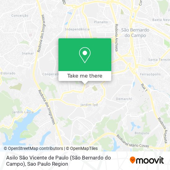 Mapa Asilo São Vicente de Paulo (São Bernardo do Campo)